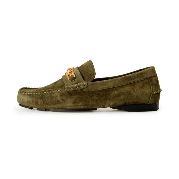Versace Men\'s 100% Suede Leather Gold Medusa Driver Loafers Shoes US 8 IT 41 main image 8